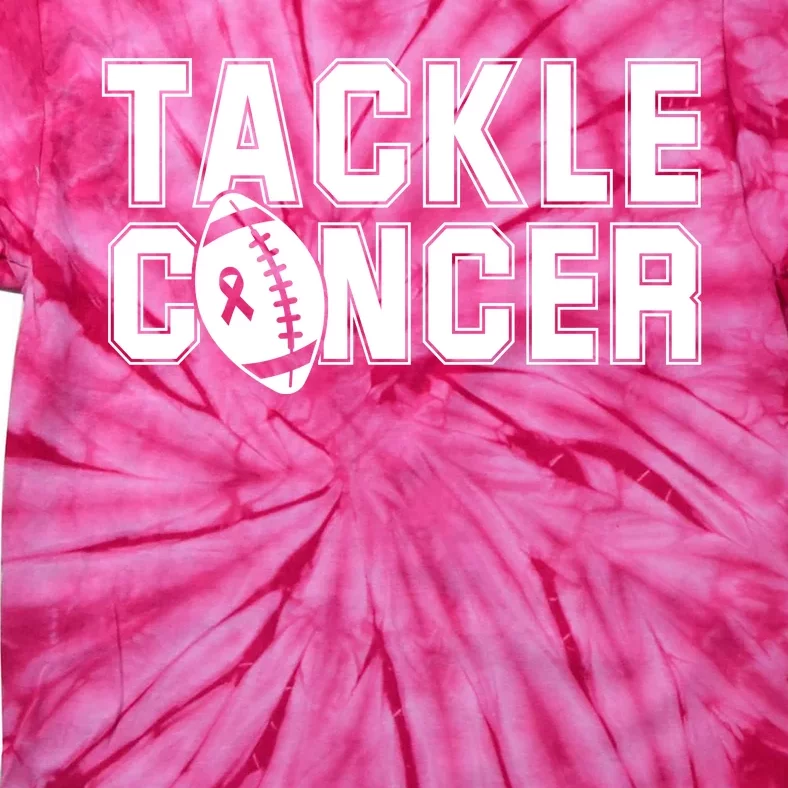 Tackle Cancer Football Ribbon Breast Cancer Awareness Tie-Dye T-Shirt