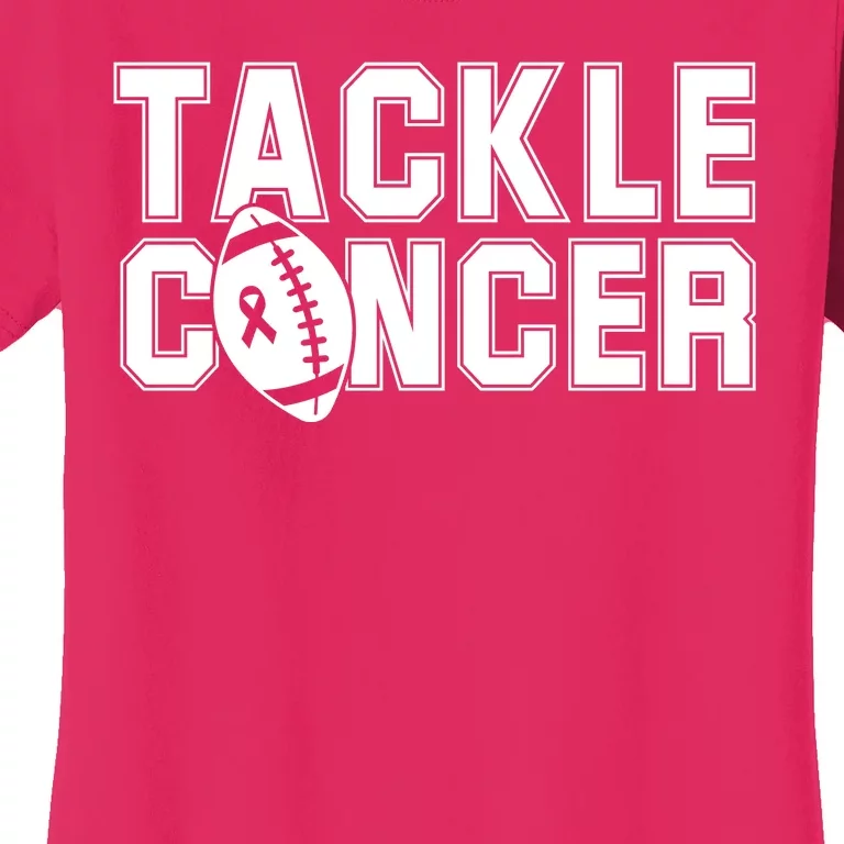 Tackle Cancer Football Ribbon Breast Cancer Awareness Women's T-Shirt