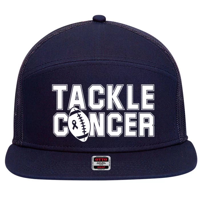 Tackle Cancer Football Ribbon Breast Cancer Awareness 7 Panel Mesh Trucker Snapback Hat