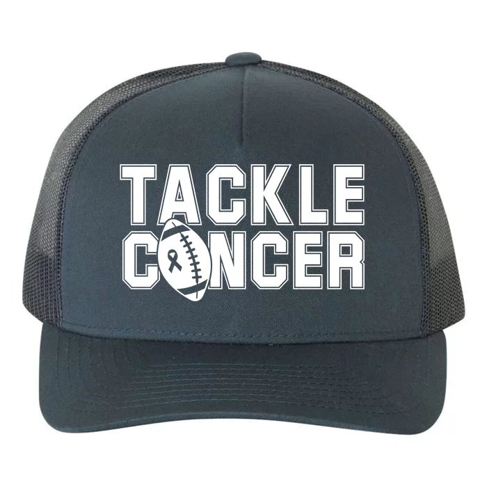 Tackle Cancer Football Ribbon Breast Cancer Awareness Yupoong Adult 5-Panel Trucker Hat