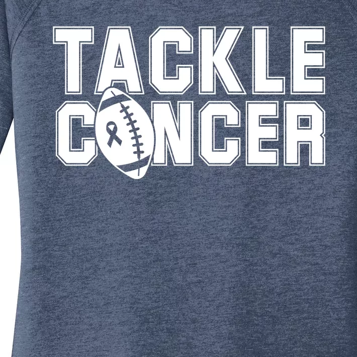 Tackle Cancer Football Ribbon Breast Cancer Awareness Women's Perfect Tri Tunic Long Sleeve Shirt