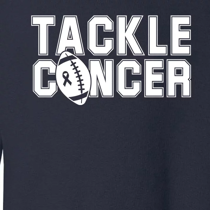 Tackle Cancer Football Ribbon Breast Cancer Awareness Toddler Sweatshirt