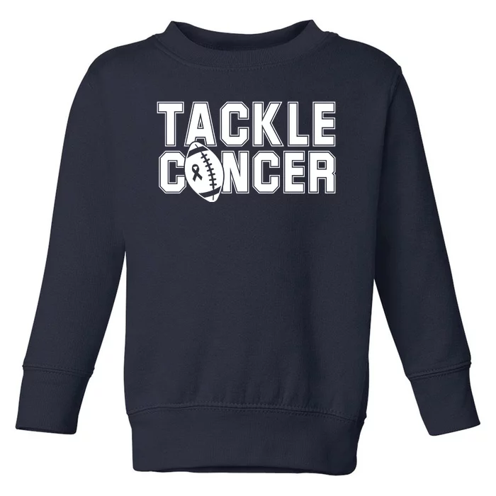 Tackle Cancer Football Ribbon Breast Cancer Awareness Toddler Sweatshirt