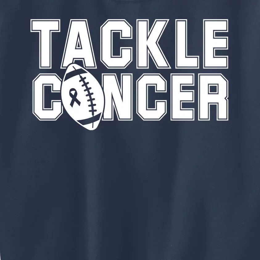 Tackle Cancer Football Ribbon Breast Cancer Awareness Kids Sweatshirt