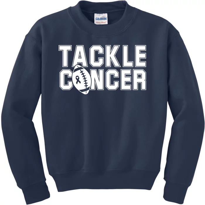 Tackle Cancer Football Ribbon Breast Cancer Awareness Kids Sweatshirt