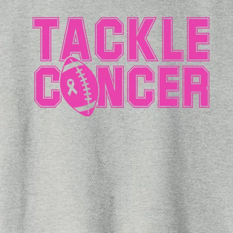 Tackle Cancer Football Ribbon Breast Cancer Awareness Women's Crop Top Tee