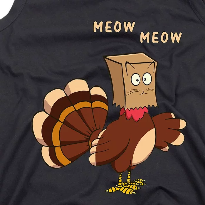 Thanksgiving Cat Funny Fake Cat Meow Thanksgiving Turkey Tank Top