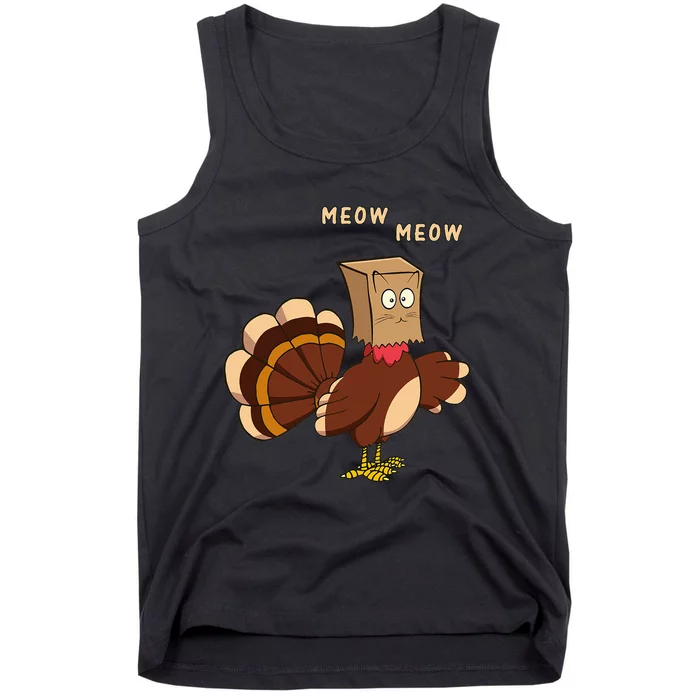 Thanksgiving Cat Funny Fake Cat Meow Thanksgiving Turkey Tank Top