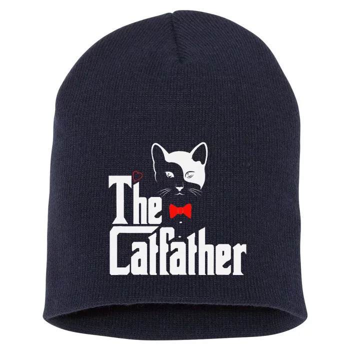 The Catfather Funny Cat Dad Lover Gift Short Acrylic Beanie