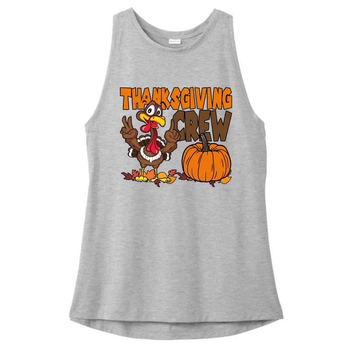 Thanksgiving Crew Funny Turkey Fall Ladies Tri-Blend Wicking Tank