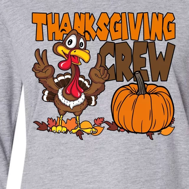 Thanksgiving Crew Funny Turkey Fall Womens Cotton Relaxed Long Sleeve T-Shirt