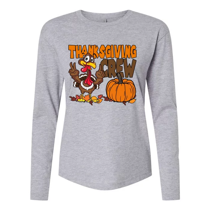 Thanksgiving Crew Funny Turkey Fall Womens Cotton Relaxed Long Sleeve T-Shirt