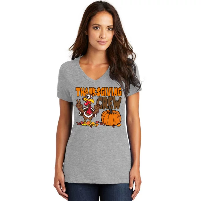 Thanksgiving Crew Funny Turkey Fall Women's V-Neck T-Shirt