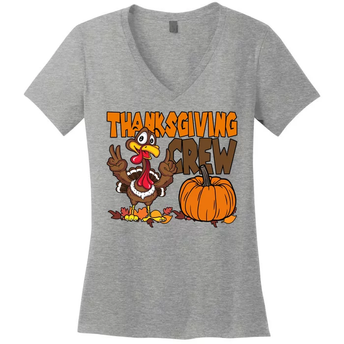 Thanksgiving Crew Funny Turkey Fall Women's V-Neck T-Shirt