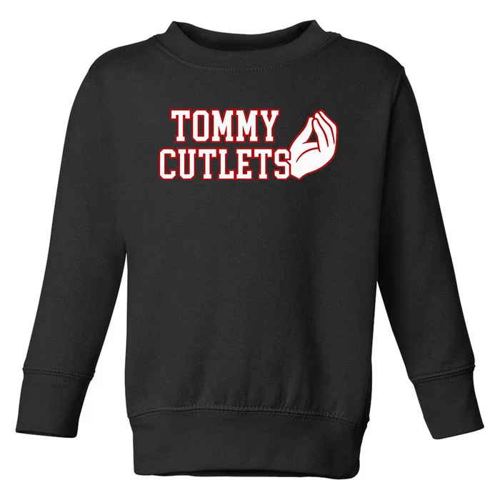 Tommy Cutlets Football Quarterback NY Italian Hand Gesture Toddler Sweatshirt