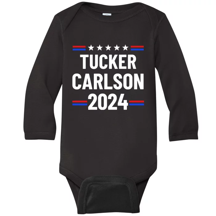 Tucker Carlson For President 2024 Baby Long Sleeve Bodysuit