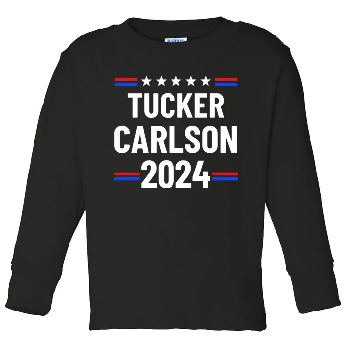 Tucker Carlson For President 2024 Toddler Long Sleeve Shirt