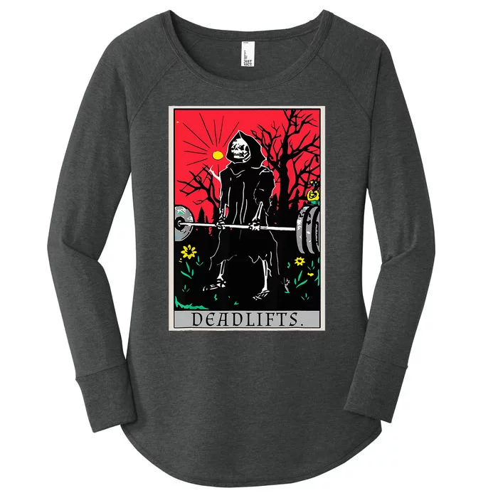 Tarot Card Funny Gym Deadlifts Workout Deadlift Fitness Women's Perfect Tri Tunic Long Sleeve Shirt