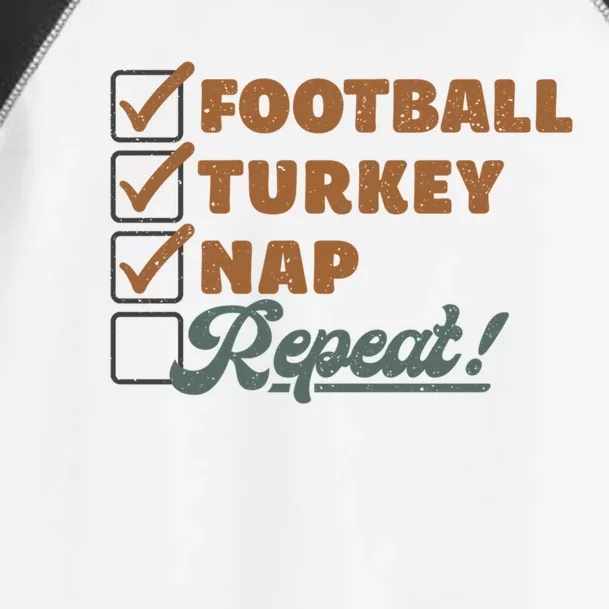 Thanksgiving Checklist Football Turkey Nap Repeat Cute Gift Toddler Fine Jersey T-Shirt