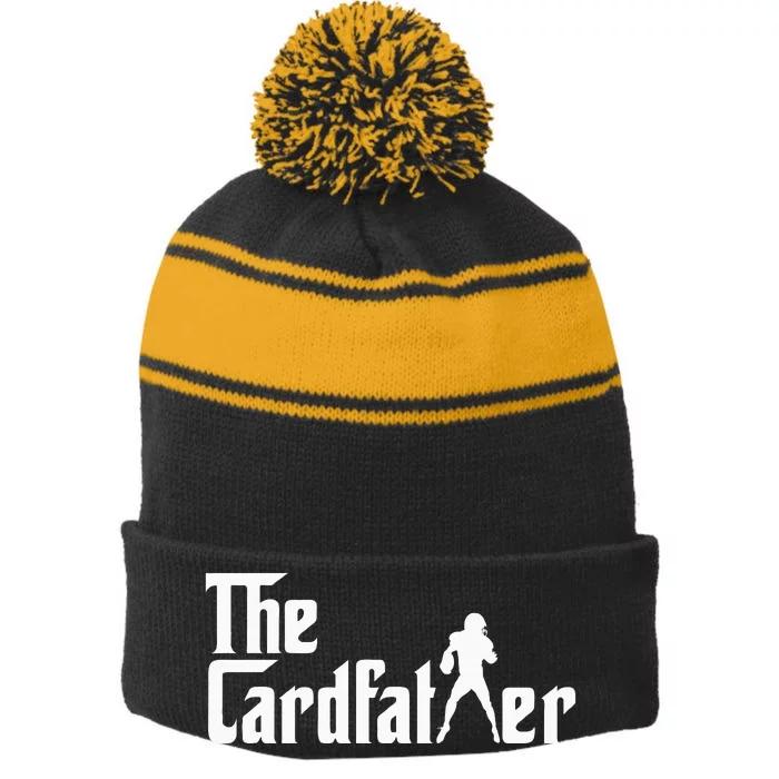 The Cardfather Funny Football Card Collector Trading Cards Stripe Pom Pom Beanie