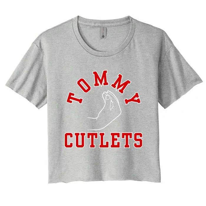 Tommy Cutlets Funny Italian Hand Gesture Football Design Women's Crop Top Tee