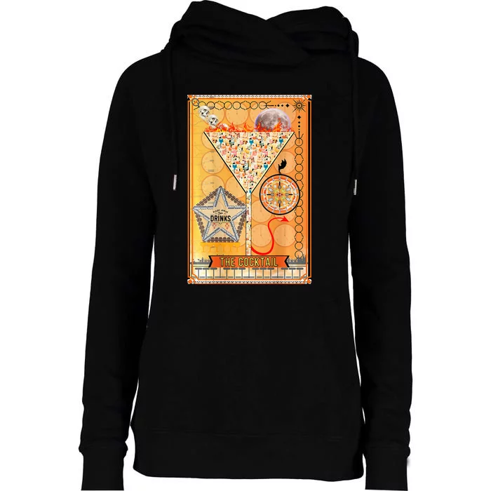 The Cocktail Funny Tarot Playing Card Womens Funnel Neck Pullover Hood