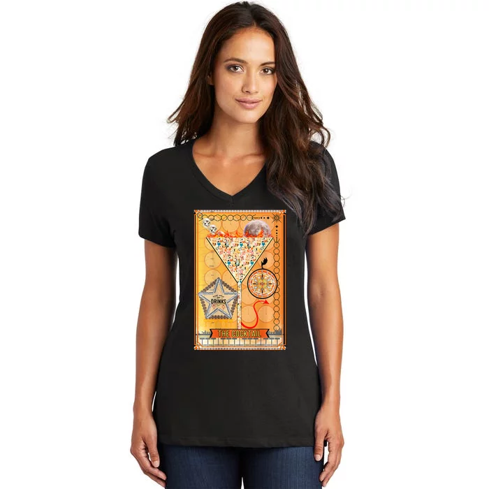 The Cocktail Funny Tarot Playing Card Women's V-Neck T-Shirt