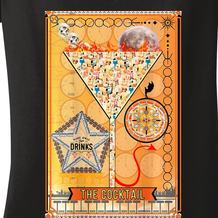 The Cocktail Funny Tarot Playing Card Women's V-Neck T-Shirt