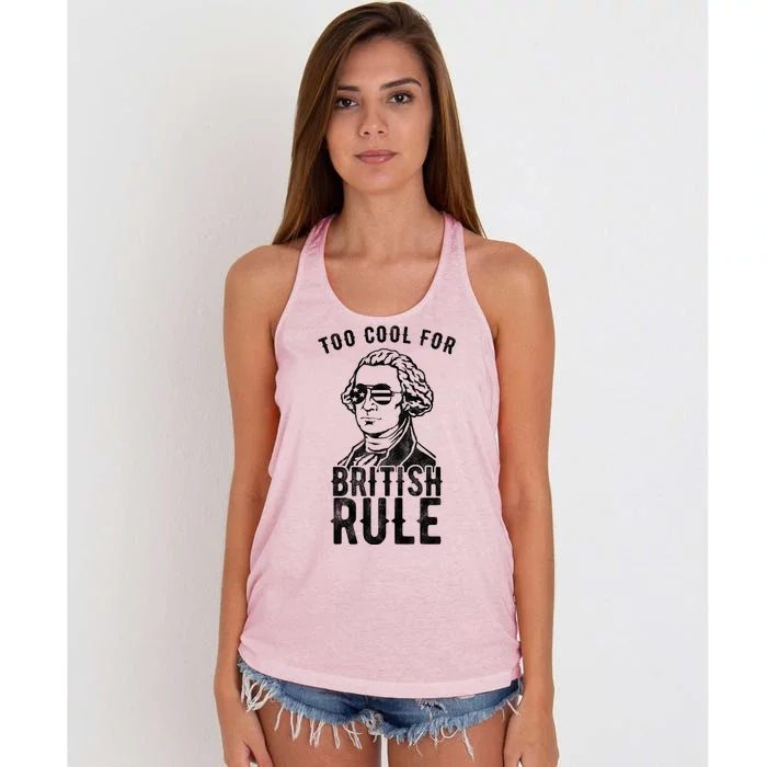 Too Cool For British Rule Usa Funny Women's Knotted Racerback Tank