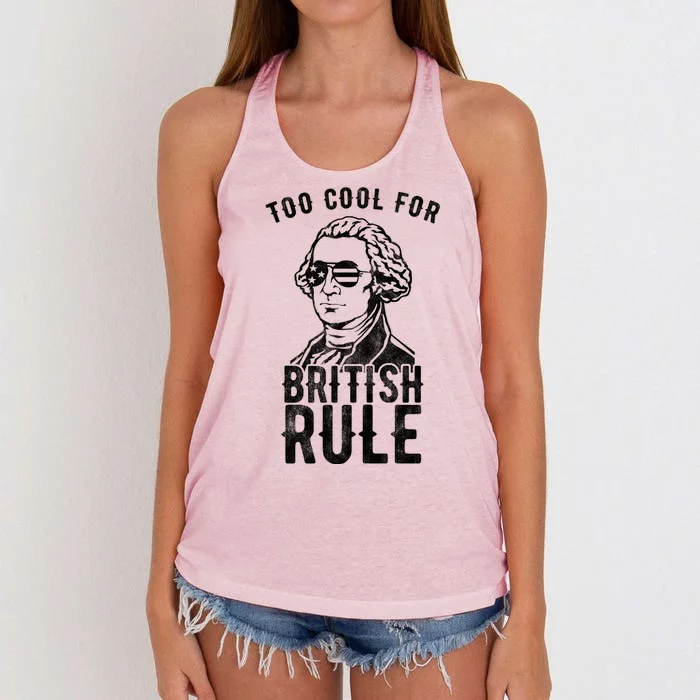 Too Cool For British Rule Usa Funny Women's Knotted Racerback Tank