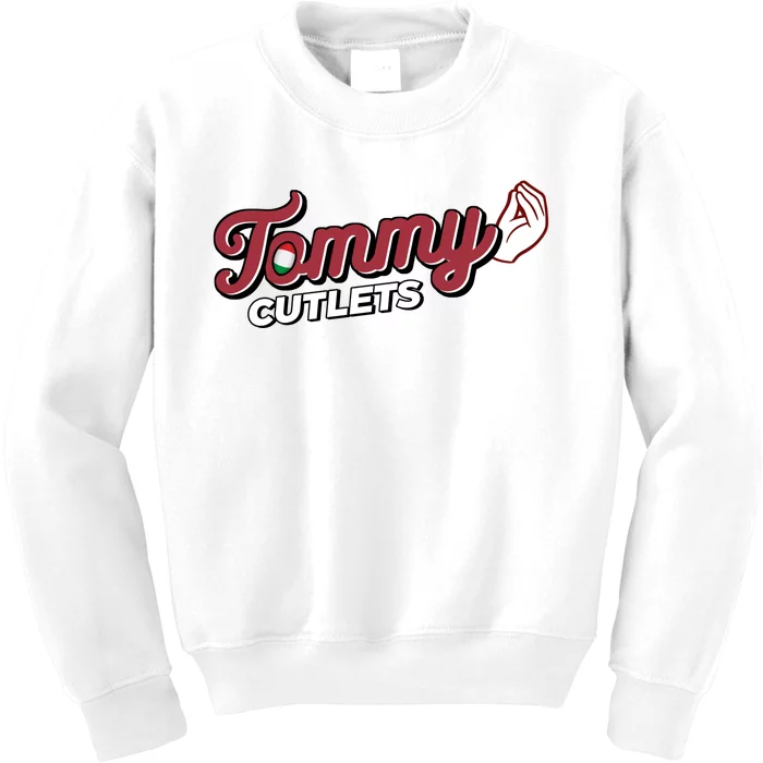 Tommy Cutlets Funny Italian Hand Football Kids Sweatshirt