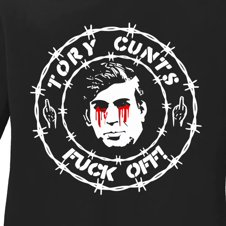 Tory Cunts Fuck Off Ladies Long Sleeve Shirt