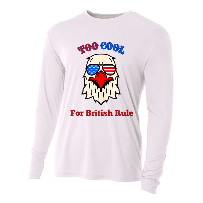 Too Cool For British Rule 4th Of July Vintage USA Eagle Cooling Performance Long Sleeve Crew