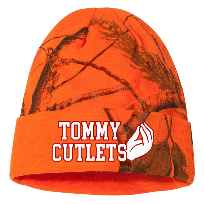 Tommy Cutlets Football Quarterback NY Italian Hand Gesture Kati - 12in Camo Beanie