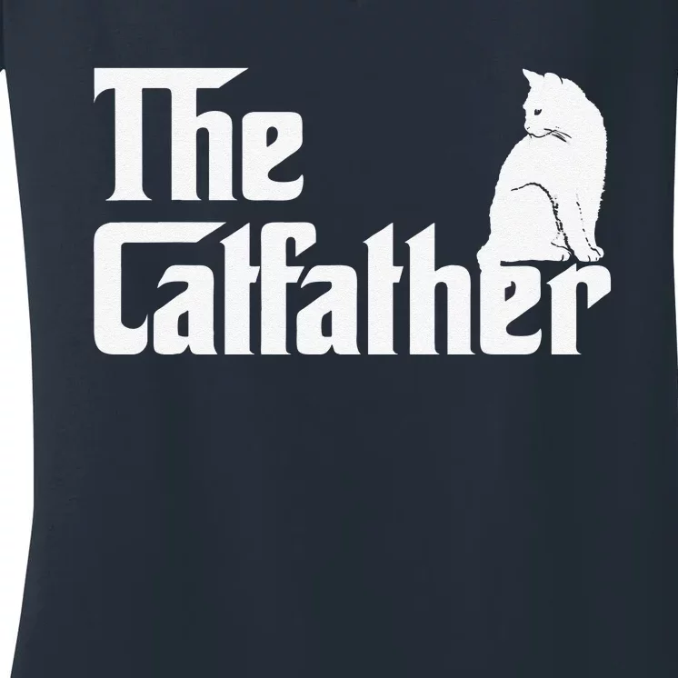 The Catfather Funny Cat Parody Fathers Day Gift Women's V-Neck T-Shirt