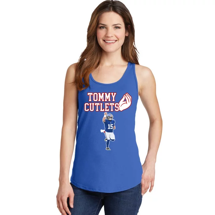 Tommy Cutlets Football Quarterback Ny Italian Hand Gesture Ladies Essential Tank