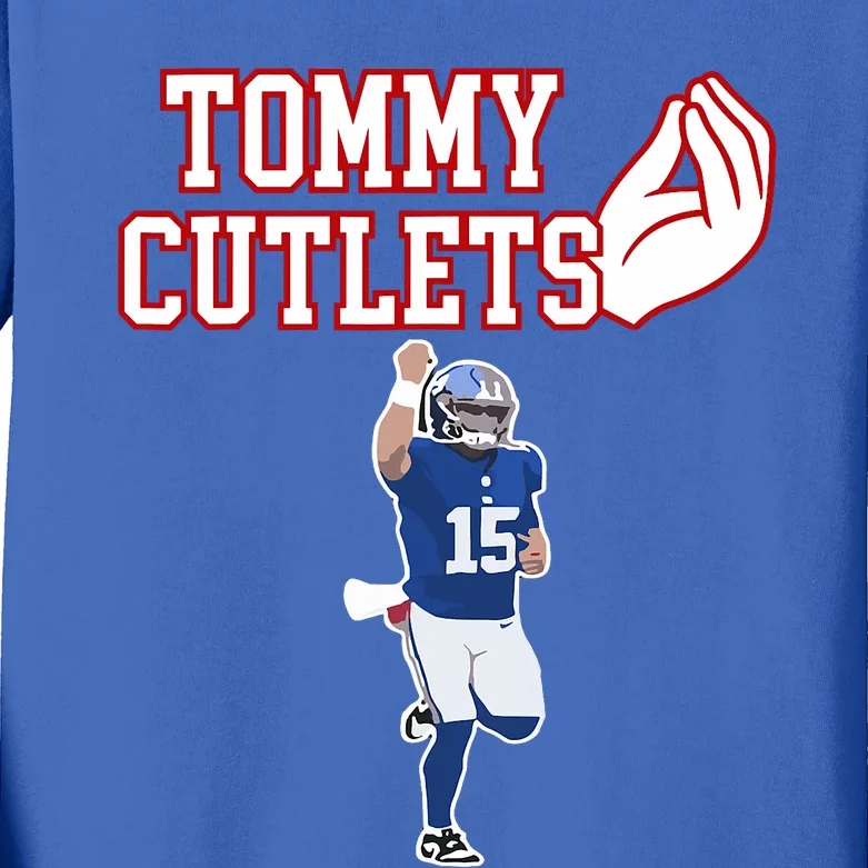 Tommy Cutlets Football Quarterback Ny Italian Hand Gesture Kids Long Sleeve Shirt