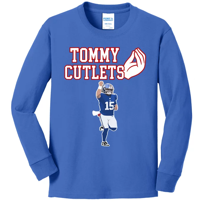 Tommy Cutlets Football Quarterback Ny Italian Hand Gesture Kids Long Sleeve Shirt