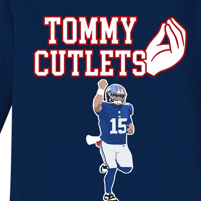 Tommy Cutlets Football Quarterback Ny Italian Hand Gesture Baby Long Sleeve Bodysuit