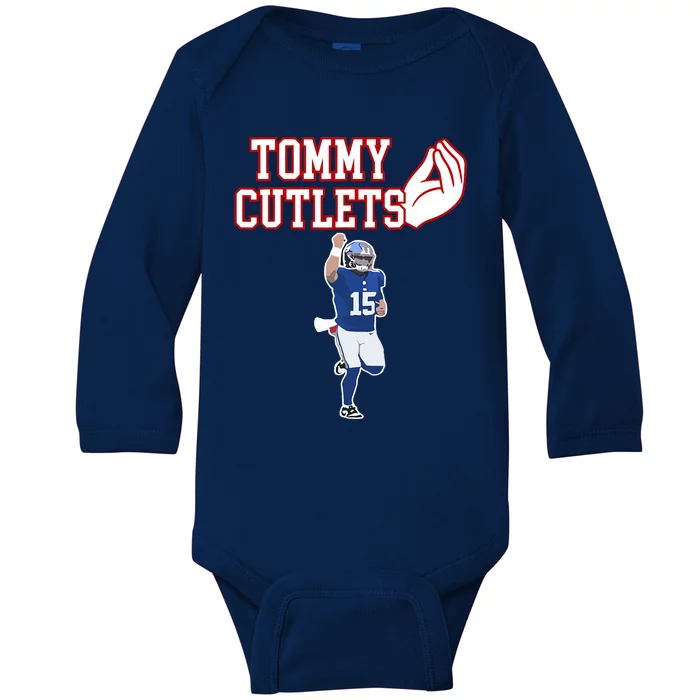 Tommy Cutlets Football Quarterback Ny Italian Hand Gesture Baby Long Sleeve Bodysuit