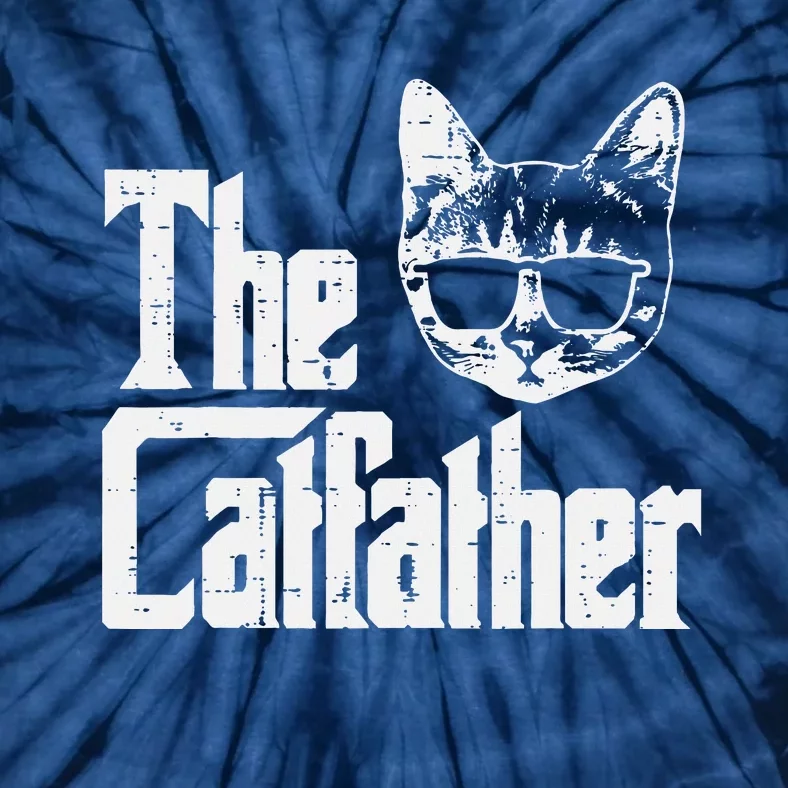 The Catfather Funny Cat Dad Fathers Day Movie Pun Papa Tie-Dye T-Shirt