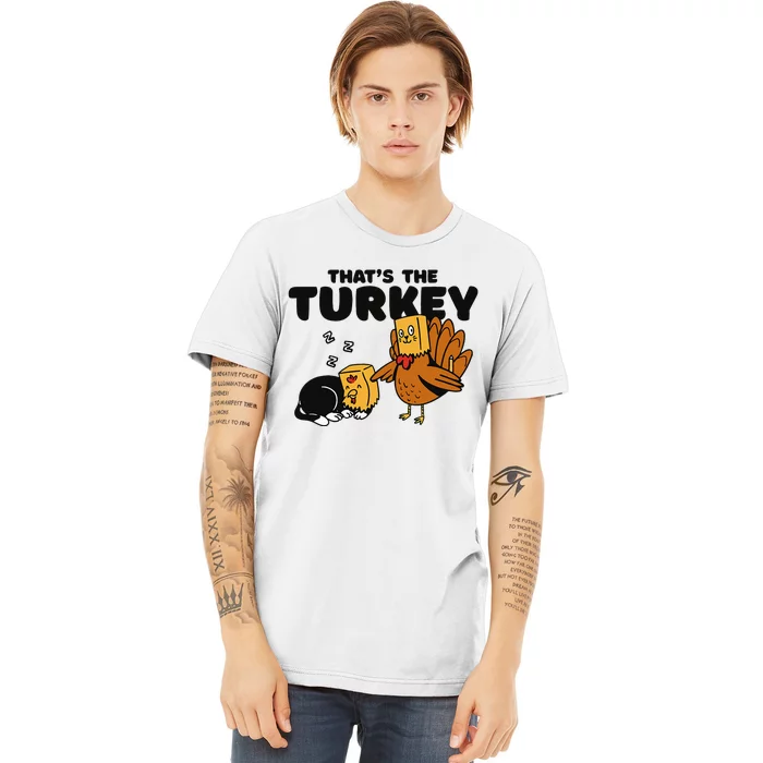 Thanksgiving Cat Funny Fake Cat Thanksgiving Turkey Premium T-Shirt