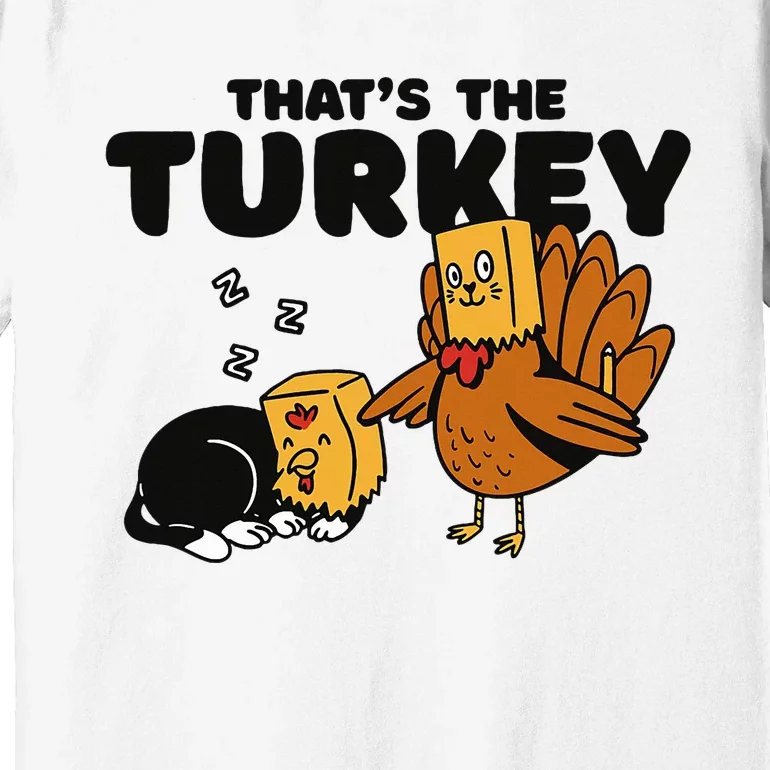 Thanksgiving Cat Funny Fake Cat Thanksgiving Turkey Premium T-Shirt