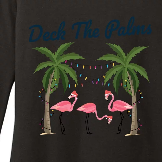 Tropical Christmas Florida Flamingo Deck The Palms Gift Womens CVC Long Sleeve Shirt