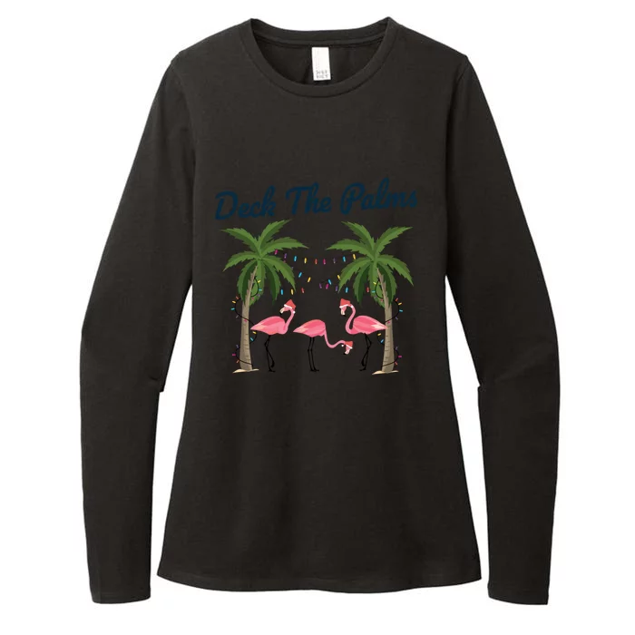 Tropical Christmas Florida Flamingo Deck The Palms Gift Womens CVC Long Sleeve Shirt