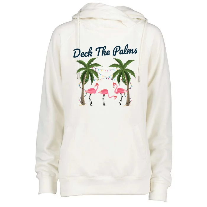 Tropical Christmas Florida Flamingo Deck The Palms Gift Womens Funnel Neck Pullover Hood