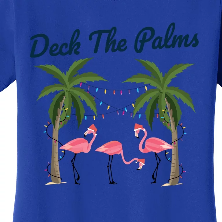 Tropical Christmas Florida Flamingo Deck The Palms Gift Women's T-Shirt