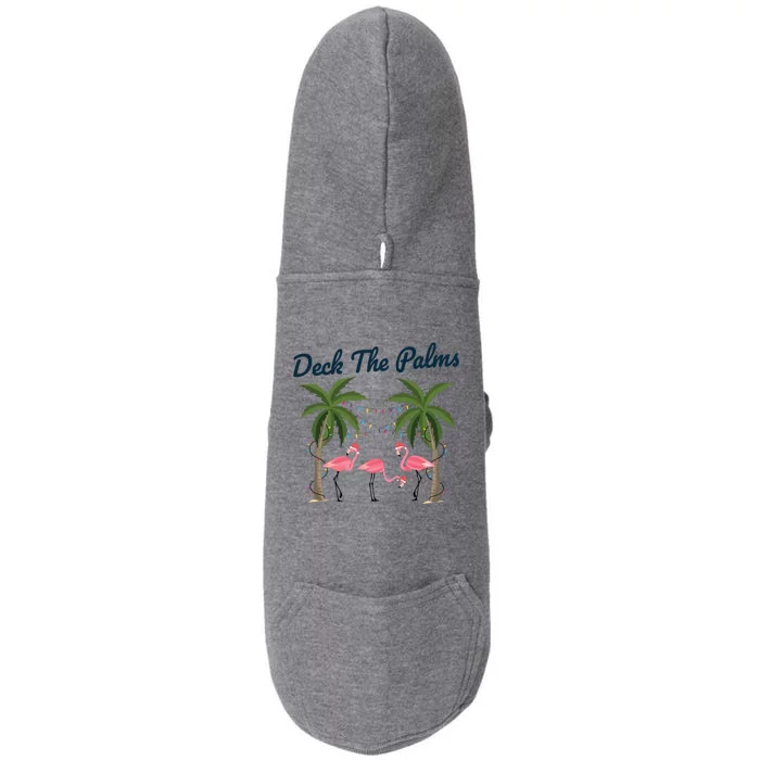 Tropical Christmas Florida Flamingo Deck The Palms Gift Doggie 3-End Fleece Hoodie