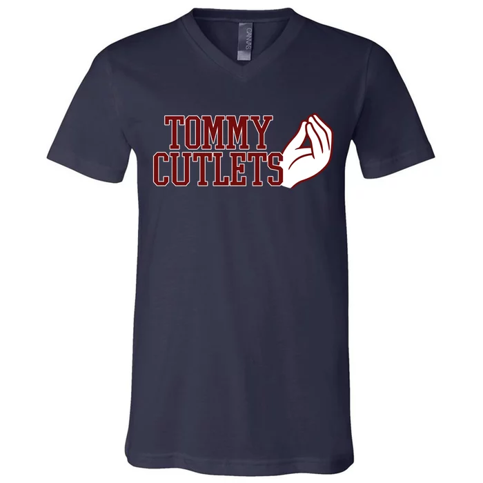 Tommy Cutlets Football Quarterback Italian Hand V-Neck T-Shirt