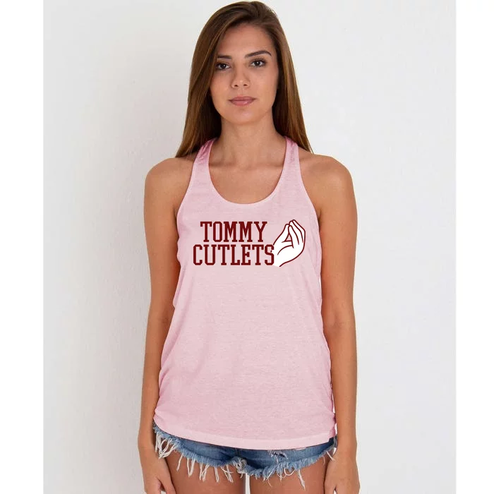 Tommy Cutlets Football Quarterback Italian Hand Women's Knotted Racerback Tank